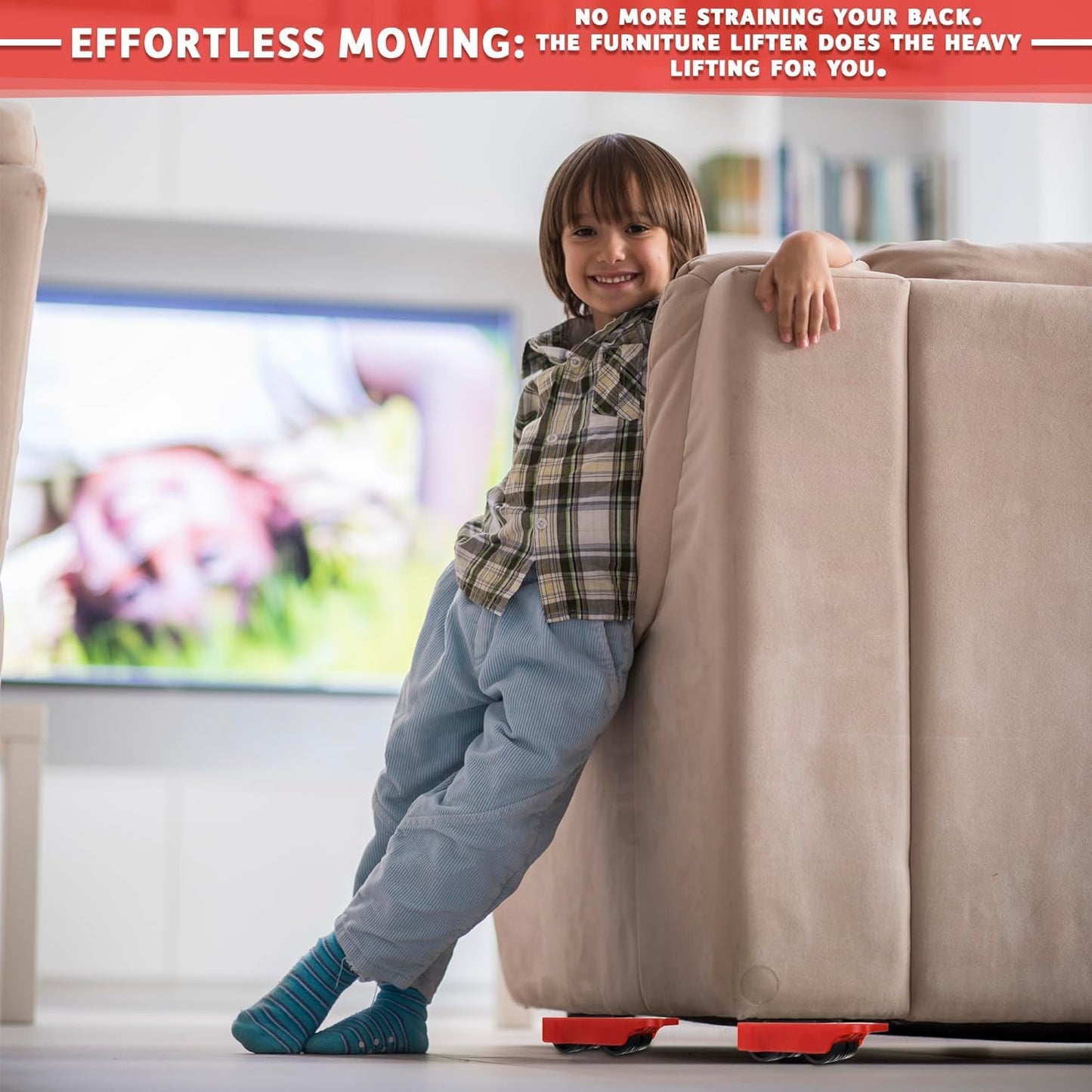 SHAYONAM Furniture Lifter with Heavy Duty Roller Pads, King Size Bed Furniture Dolly for Moving Heavy Furniture Tool Set, 360° Shift Wheels Made((Furniture-Lifter))