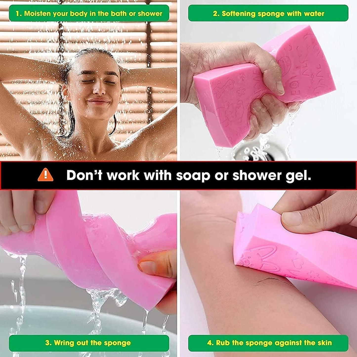 MOROVIK Pack 2 Super Soft Bath Sponge Scrubber for Kids & Babies - Gentle Cleaning, Exfoliating, and Dead Skin Removal- Perfect for Men and Women (Surprise Colors)