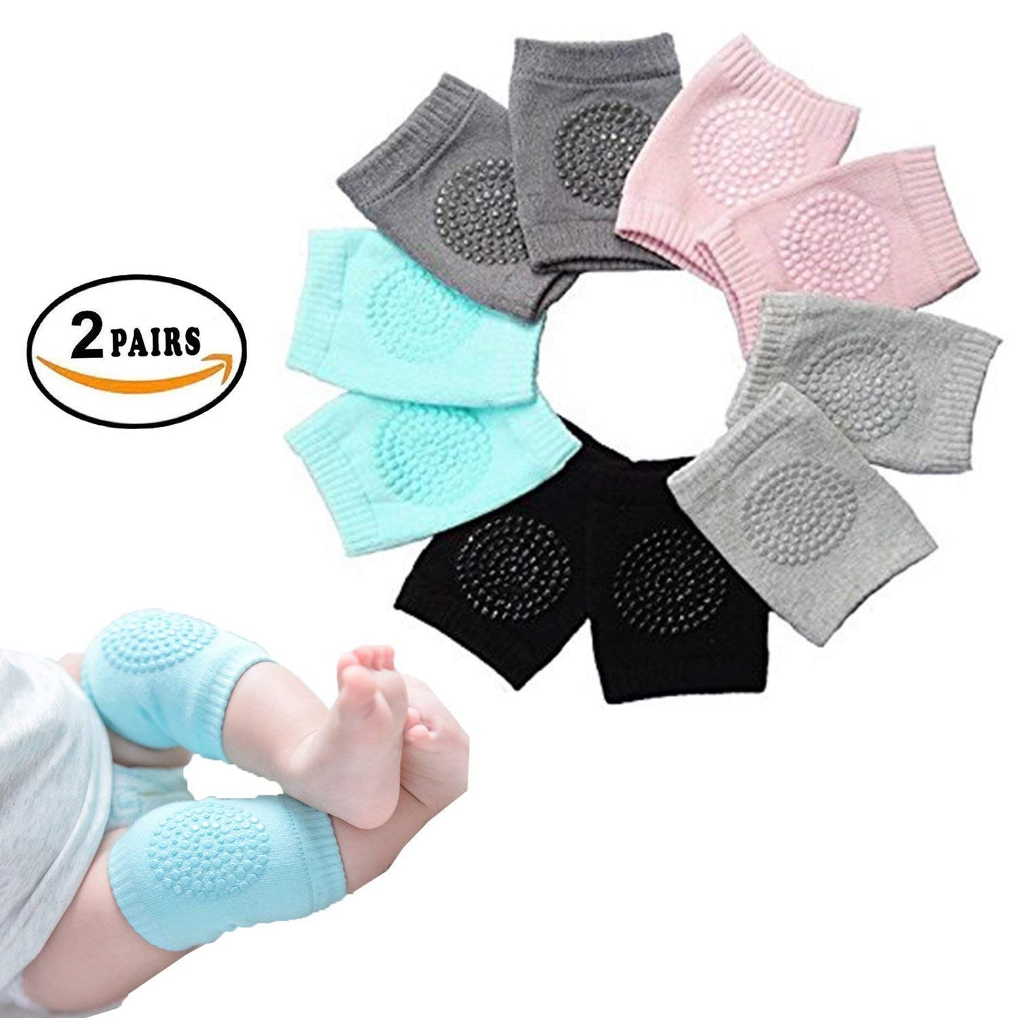 SellBotic 2 Pair Baby Knee And Elbow Pad Baby Crawling Elbow Pad Baby Leg Warmer Baby Kneecap (Multi Color) Pack Of 1