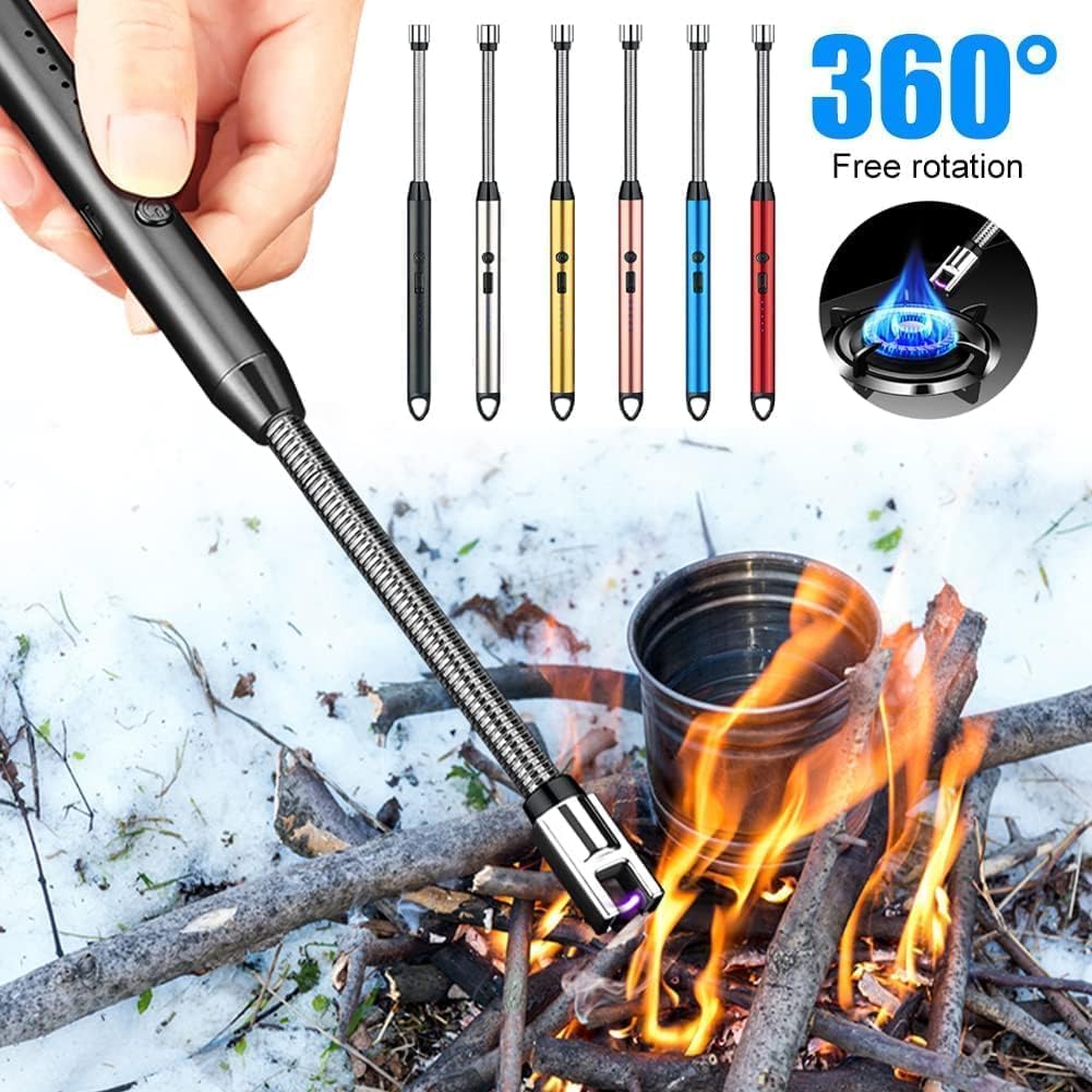 McFarlane Electric Rechargeable Plasma Gas Lighter for Kitchen, Lighter for Gas Stove, Candles, Pooja, C-Type USB, Kitchen Tools, Multi Purpose -360° Flexible & Windproof (May Vary)