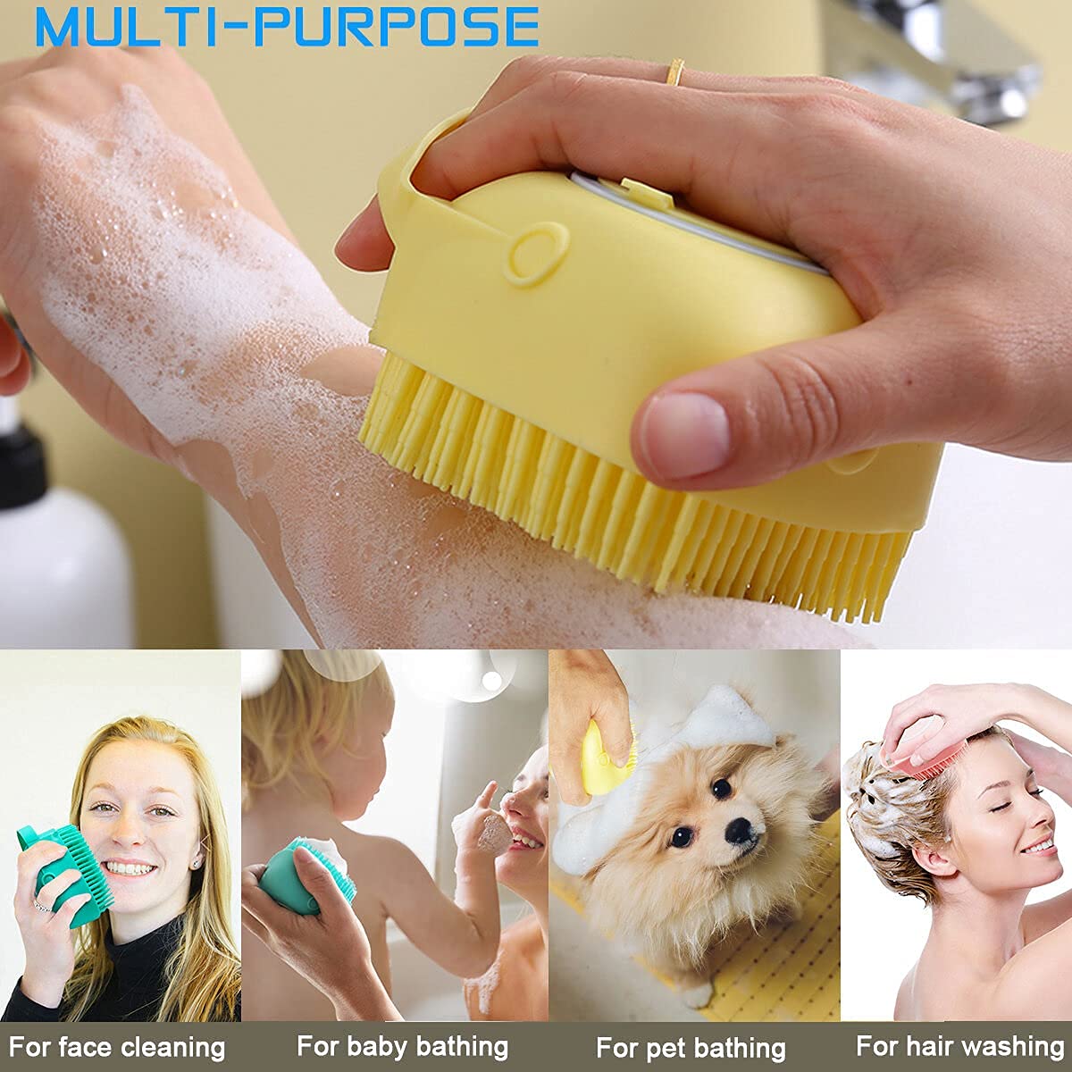 UrbanBite Body Scrubber for Men Silicone Bath Brush with Shower Gel Soap Dispenser Mud & Dirt Remover with Soft Silicone Bristle with Non-Toxic Brushes for Nourishing Cleaning Exfoliating Your Skin