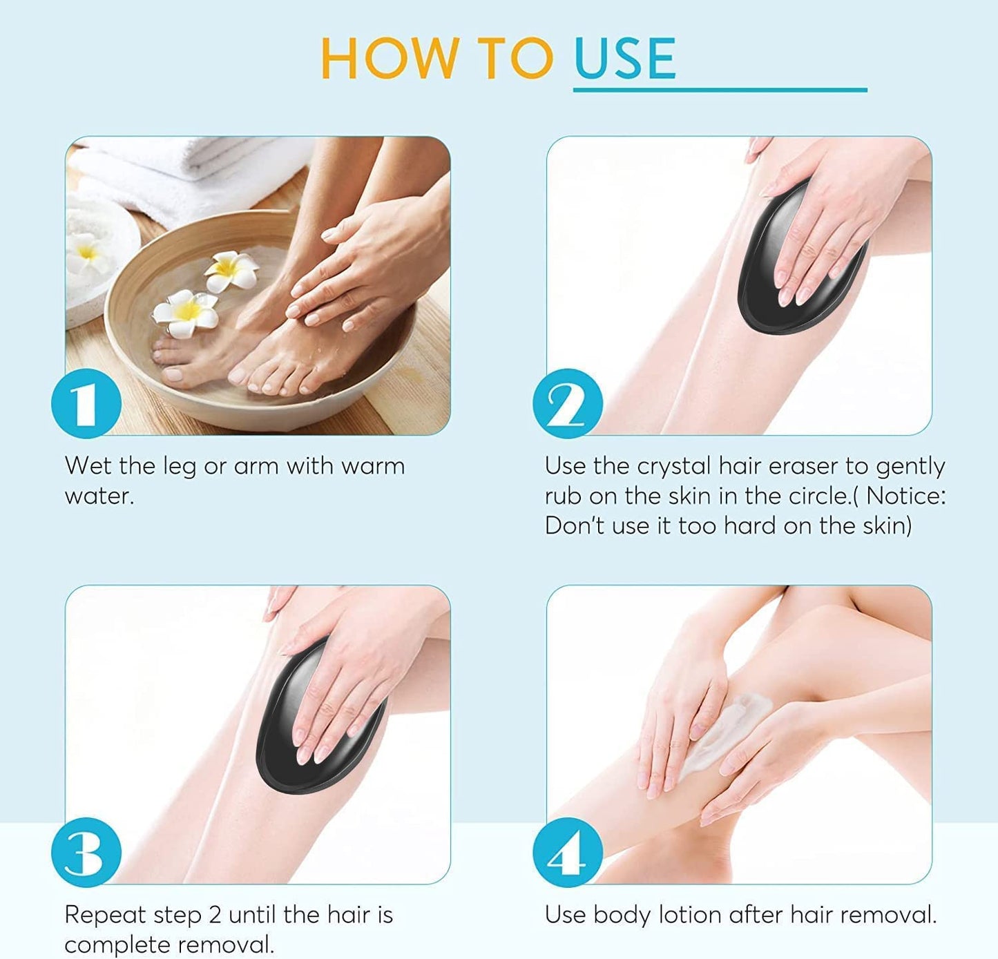 SPEFEZ Crystal Hair Eraser, Crystal Hair Remover Painless Exfoliation, Quick and Easy Painless Hair Removal Tool for Arms Legs and Back,Portable mild hair remover, Reusable & Washable (A)