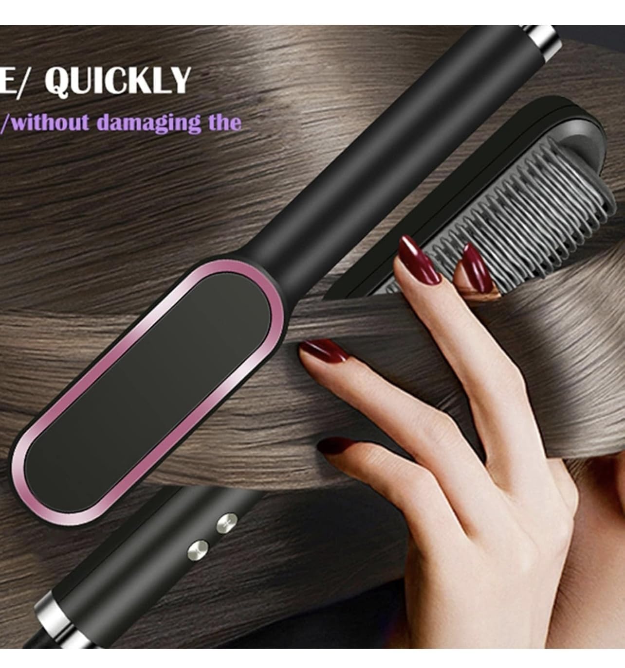 VRINDAVANESVARI Hair Straightener HQT-909B Hair Straightener machine Brush Heating Electric Straightener Hair Straightening Iron Built with Comb PTC Heating Electric Straightener
