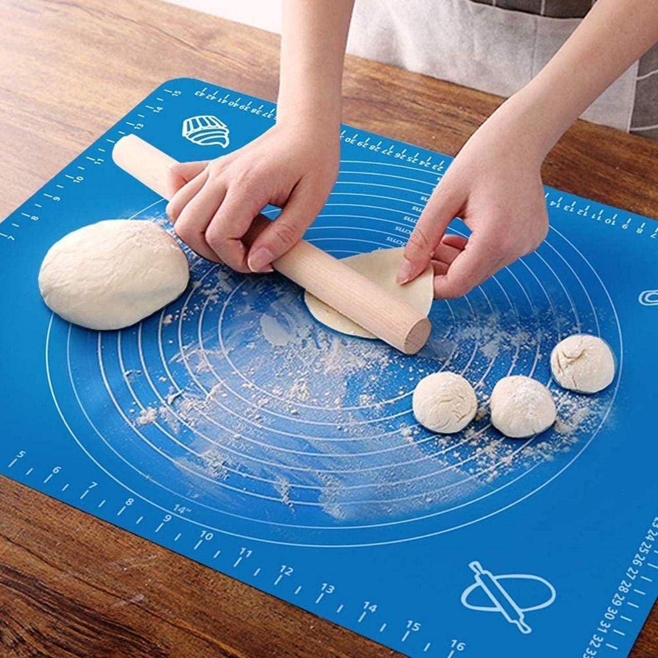 Shelony Silicone Baking Mat for Pastry Rolling with Measurements|Non-Stick Fondant Mat|Liner Heat Resistance Table Placemat Pad Pastry Board|Reusable Bpa Free(Random Color)(Baking Mat 50 * 40 Cm)