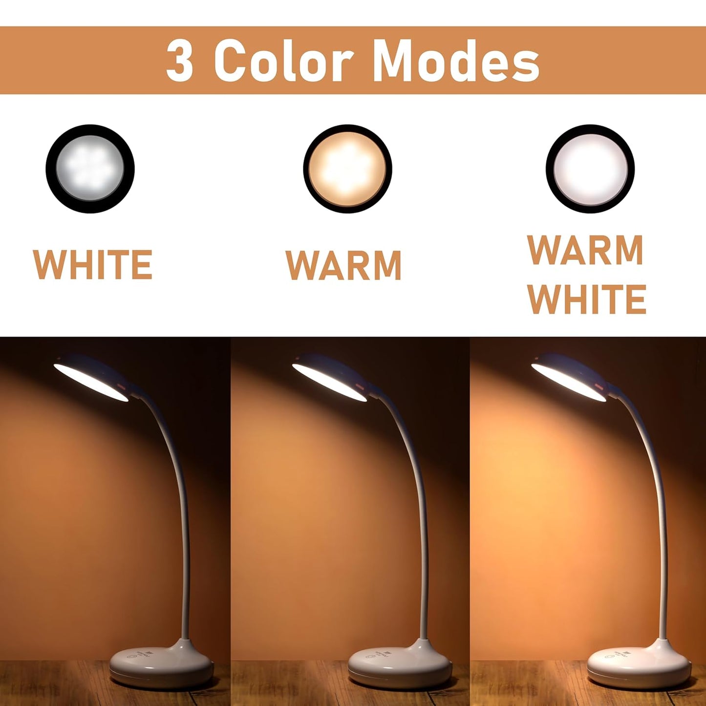 WEIRD WOLF LED Study/Table/Desk Lamp with 3 Colour Mode, Lithium Battery, 6 Month Warranty (Plastic, White, Pack of 1)