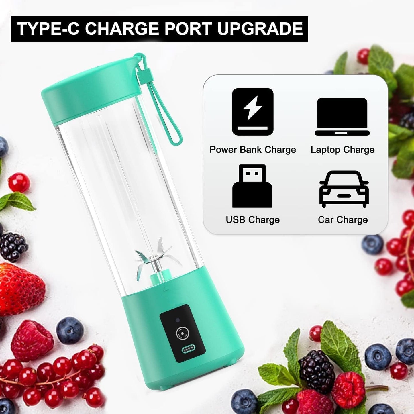 Portable 6-Blade Juicerr Blender with Built-in Jar,Juice Mixer Bottle,Fruit Juice Machine,USB Rechargeable Personal Size Juicer Grinder for Juices,Kitchen Pollen Removing Long Car&Milk