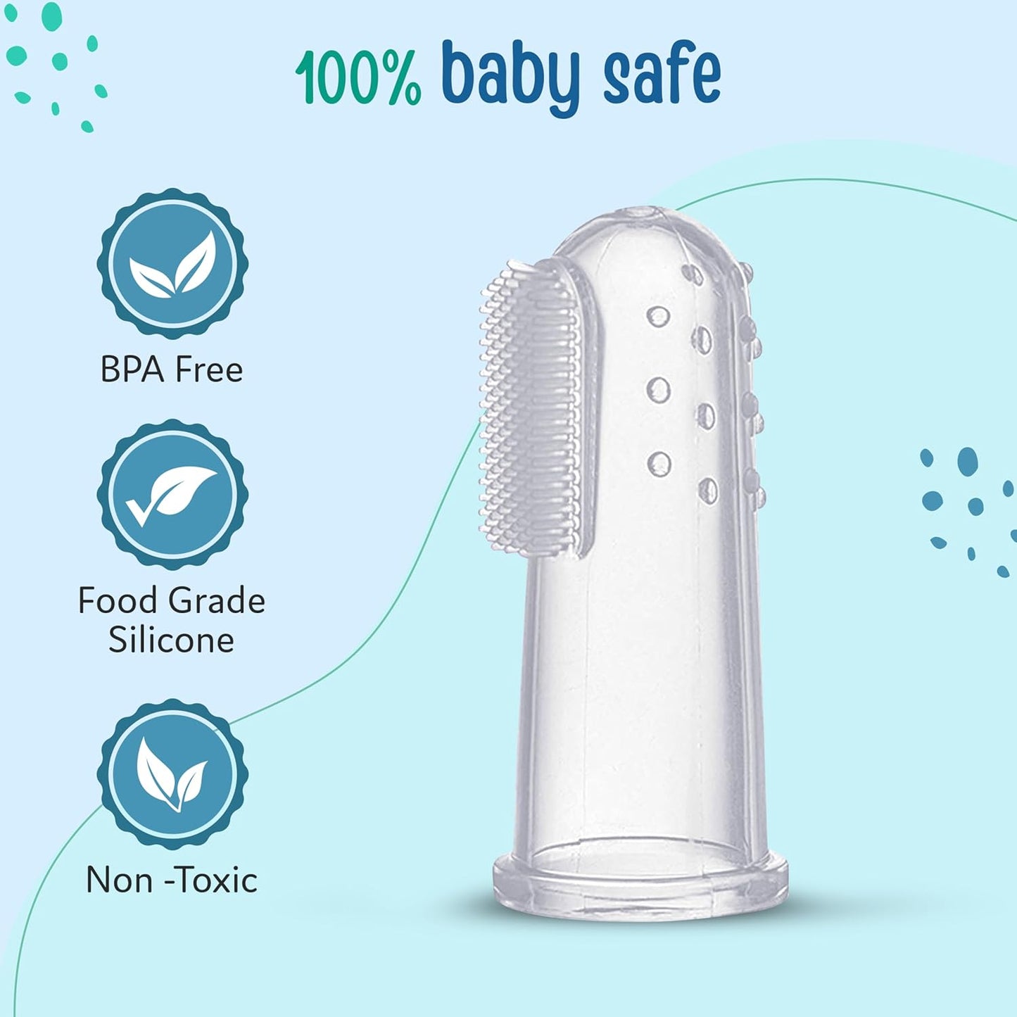 LuvLap Baby Silicone Finger ToothBrush with case for Easy Cleaning, Massaging, and Soothing Gums, Oral Hygiene