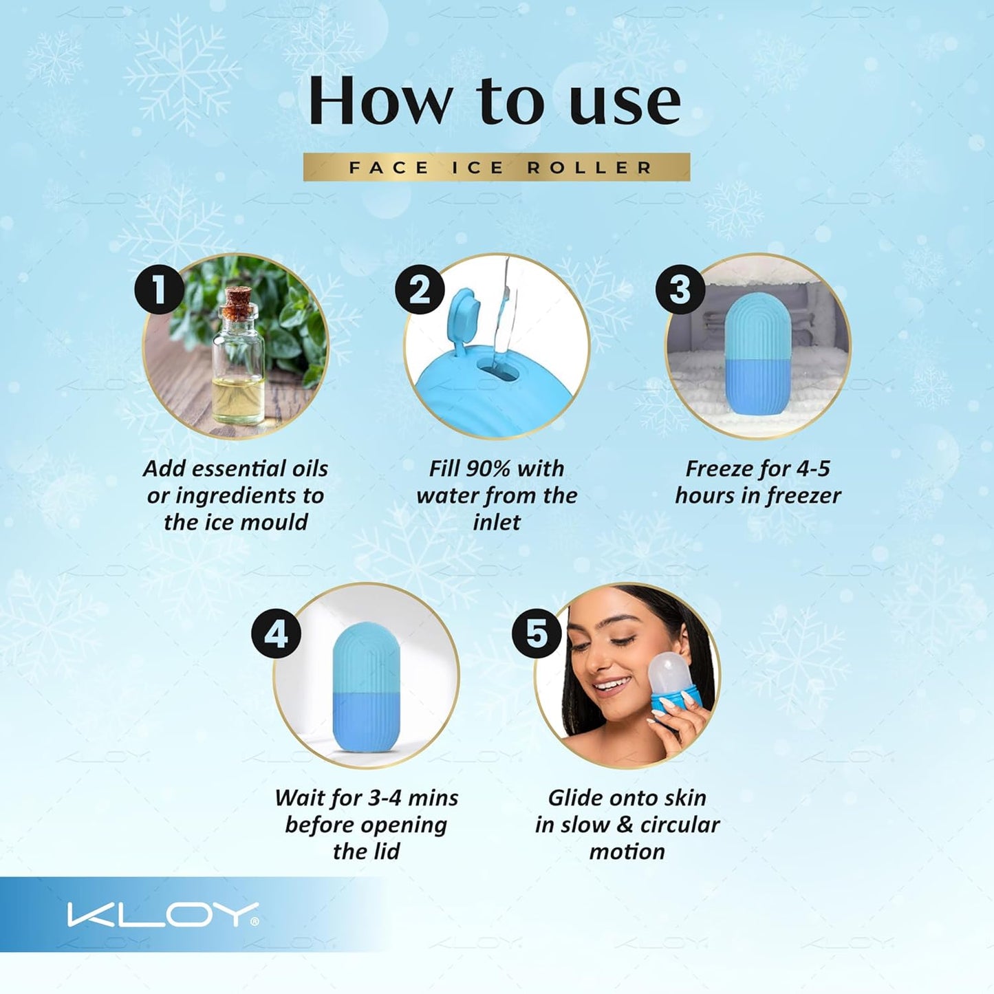 KLOY Ice Roller For Face, Neck and Body | For Puffy Eyes and Facial Skin Care, Ice Facial Cube (Random Color)
