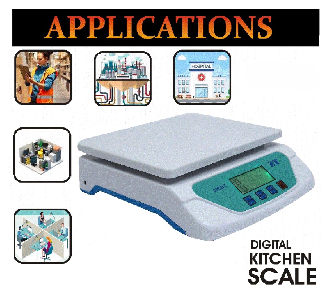 Skeisy New TS-500 Digital Kitchen Scale with LCD Display, Electronic Weighing Machine, White Power up 30kg-1gm and power by aaa battery