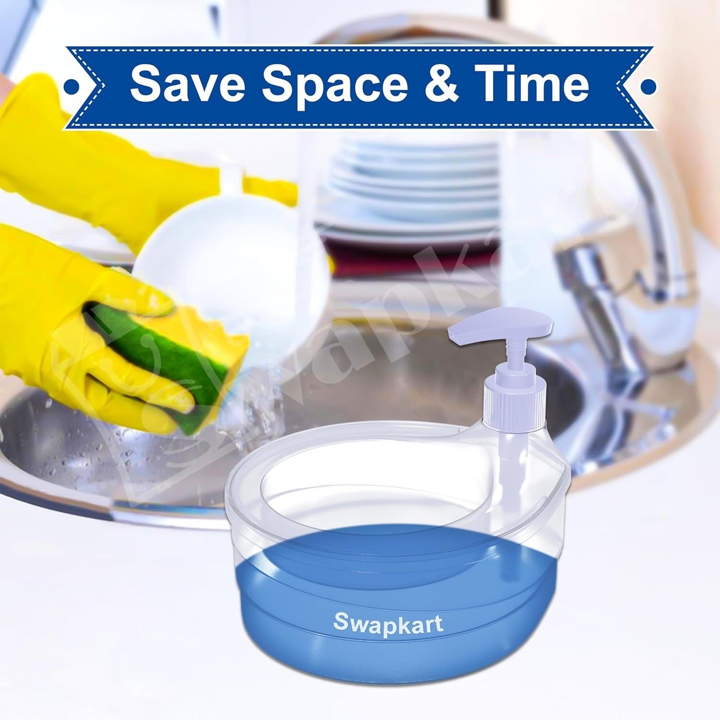 Double Layer Soap Dispenser for Bathroom Accessories Dishwasher Liquid Holder Liquid Dispenser Pump with Sponge Holder Kitchen Sink Accessories Items(Multi Colour) Plastic