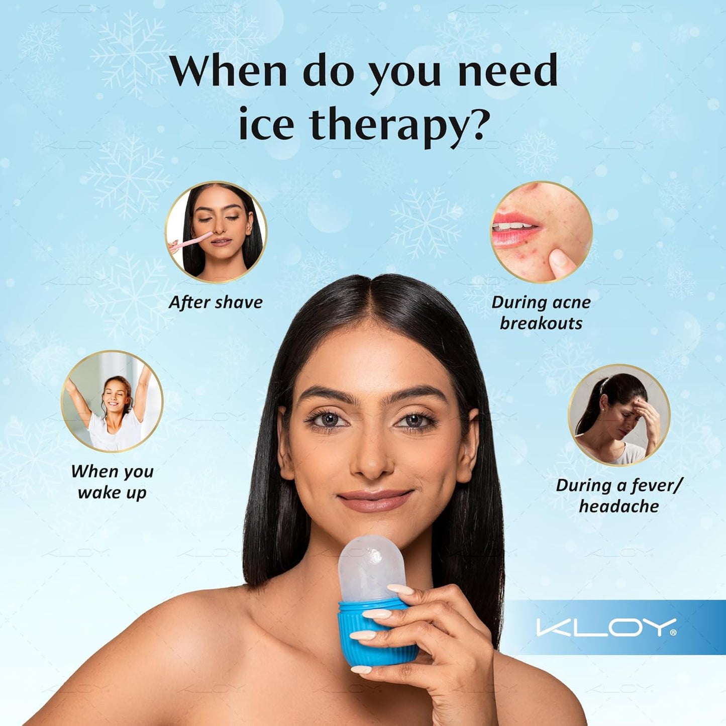 KLOY Ice Roller For Face, Neck and Body | For Puffy Eyes and Facial Skin Care, Ice Facial Cube (Random Color)
