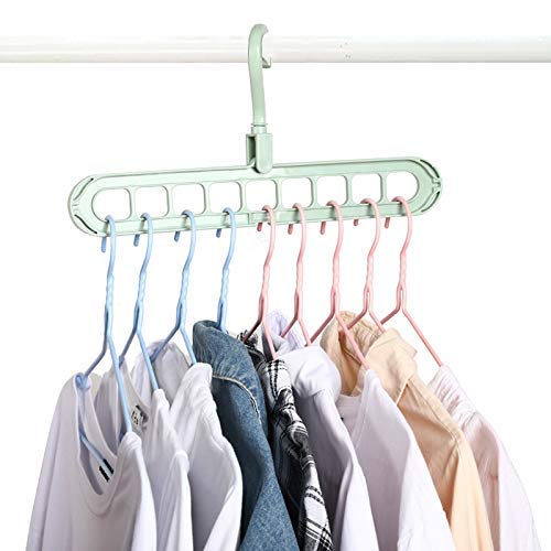 Plastic 9 In 1 Magic Hanger Storage Rack Adjustable Anti-Slip Hanger Hooks Closet Tie Scarf Organize Holder Pants Clothing Drying Rack (Pack Of 4), Assorted