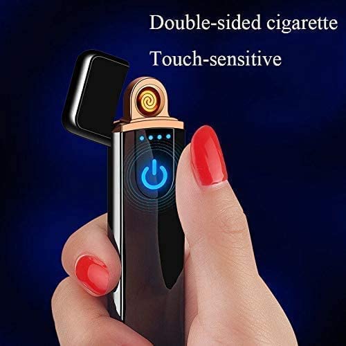 MAGBHA Metal Smart Fingerprint Sensor Lighter with Indicator Light, Compact&Portable Design, Smart Sensor Gas Lighter, USB Rechargeable Lighter Touch Scree|Black