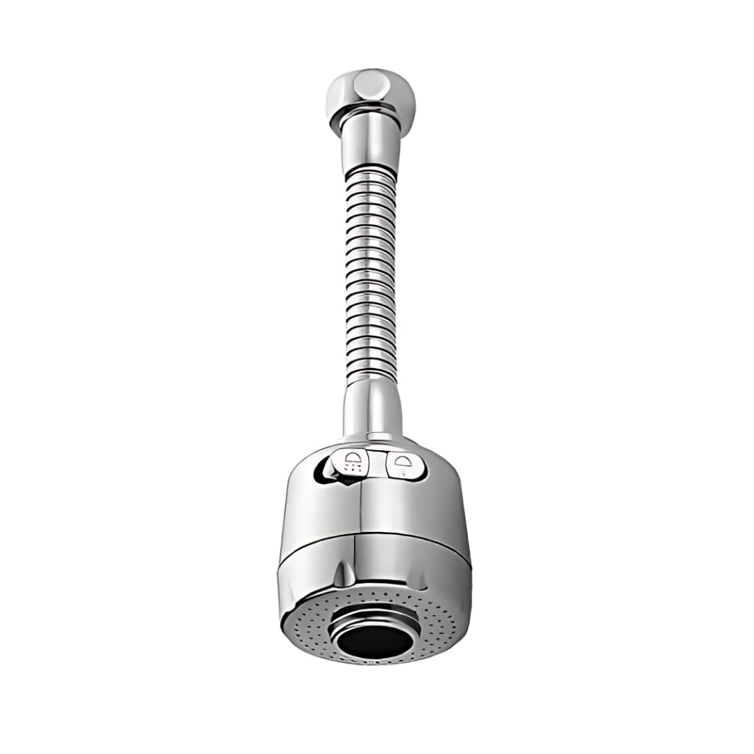 EXOOTICA Turbo Flex 360° Rotatable Faucet Extender | Kitchen Tap Extender with Hose & Universal Connector | 2-Mode Anti-Splash Nozzle Head Replacement (Silver)