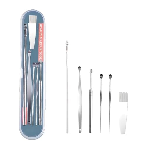Gambit Ear Cleaning Tool,Ear Wax Remover Stainless Steel Tool kit, Reusable Ear Cleaner Buds,Ear Cleaner Gadgets Home, Spring Ear Pick, Wax Remover for Ears with Case(5pc)