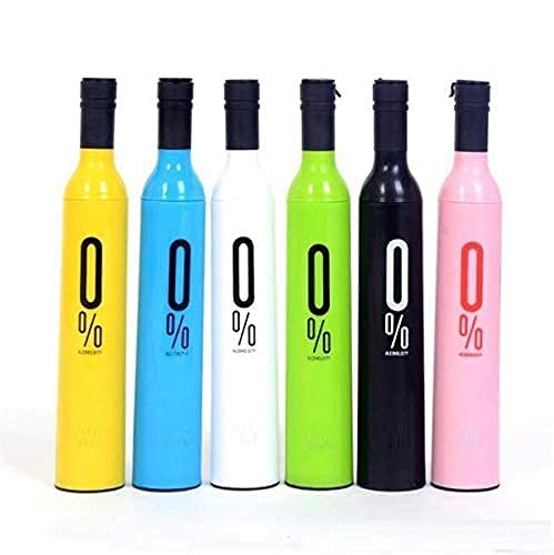Mini Wine Bottle Umbrella Portable Folding UV Proof Compact Lightweight Travel Umbrella for Women, Men and Kids Unique Wine Bottle Shape (Random Color, Pack of 1) Limited Stock