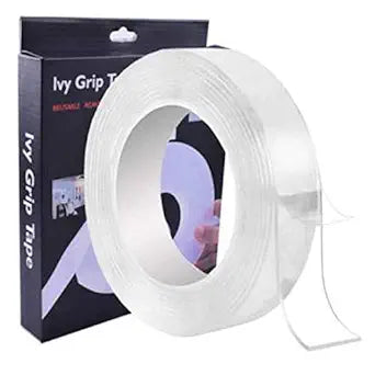 Double Sided Tape Heavy Duty - Adhesive Silicone Tape, Heat Resistant, Multi-Functional, Removable, Washable, Reusable Anti-Slip Gel Nano Grip Tape 3 Meter Multipurpose