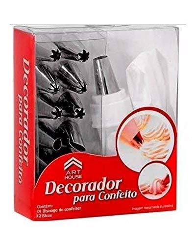 DHULI 12Pcs Stainless Steel Cake Decorating Set with Frosting Icing and Piping Bag & Coupler Cupcake Muffin Decor Baking Tool Reusable & Washable (Multicolor)