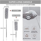 Hallstatt Upgraded Microfiber Duster For Cleaning With Extension Pole 30-100 Inch,With Bendable Head. Cleaner With Long Extendable Handle For Cleaning High Cobweb,Ceiling Fan,Blinds,Furniture(1),Grey