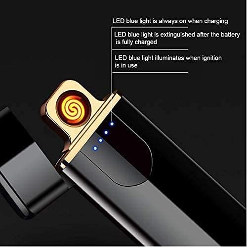 MAGBHA Metal Smart Fingerprint Sensor Lighter with Indicator Light, Compact&Portable Design, Smart Sensor Gas Lighter, USB Rechargeable Lighter Touch Scree|Black