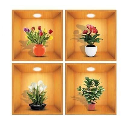 HETZON SALES 3D Vase Wall Stickers | Flower Pot Wall Stickers | 3D Wallpaper Self Adhesive Stickers |3D Vinyl Removable Wall Sticker for Living Room Dining Room Bedroom