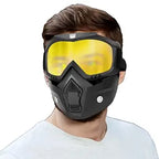 Goggle Mask Anti Scratch UV Protective Open Face & Eyewear Windproof Dirt Shield Adjustable Strap Soft Foam Padded Detachable for Cycling Bike Off Road Racing Riding Unisex (Black) (Orange)