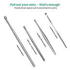 Gambit Ear Cleaning Tool,Ear Wax Remover Stainless Steel Tool kit, Reusable Ear Cleaner Buds,Ear Cleaner Gadgets Home, Spring Ear Pick, Wax Remover for Ears with Case(5pc)