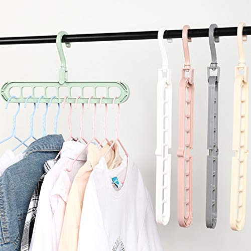 Plastic 9 In 1 Magic Hanger Storage Rack Adjustable Anti-Slip Hanger Hooks Closet Tie Scarf Organize Holder Pants Clothing Drying Rack (Pack Of 4), Assorted