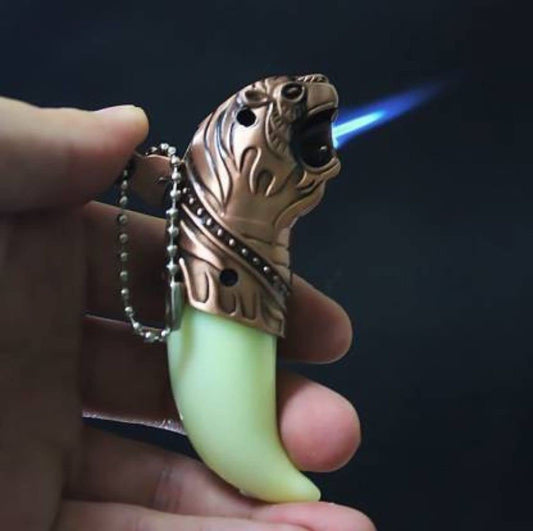 WBD, Tiger Head Lighter Jet Turbo Spray Gun Butane Gas Lighter Key Ring Portable Compact Windproof Cigar Outdoor Pocket Lighter Pocket Lighter