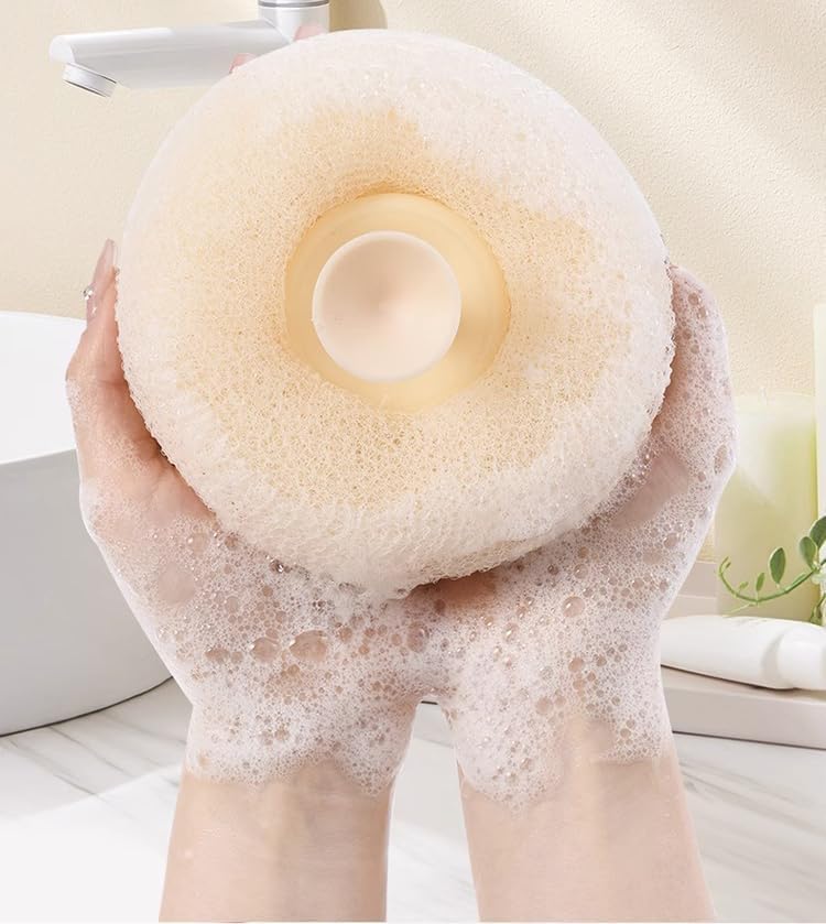 CozyCrest New Upgrade 2-in-1 Sunflower Bath Ball, Exfoliating Bath Sponge Cleaning Brush with Suction Cup Super Soft Sponge Scrubber Multicolor (1pcs)