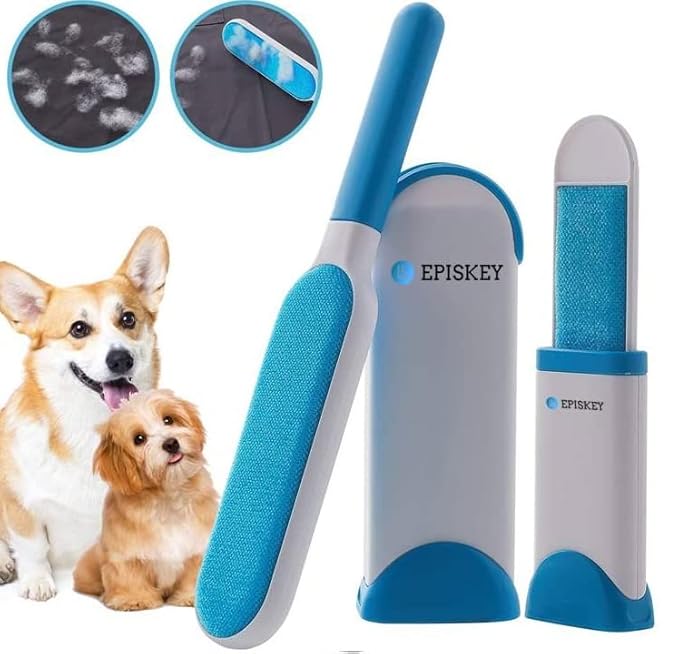 EPISKEY Pet Hair Remover Brush - Sided Lint Brush with Self - Cleaning Base Lint Brush - Fur & Lint Removal for Clothes Furniture Car Seat Couch Remover Magic Clean Clothing,Furniture (Blue) (PHR)