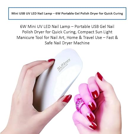 Mini UV LED Nail Lamp 6W | Portable USB Nail Dryer for Gel Polish | Quick Curing Lightweight Manicure & Pedicure Tool for Home & Travel