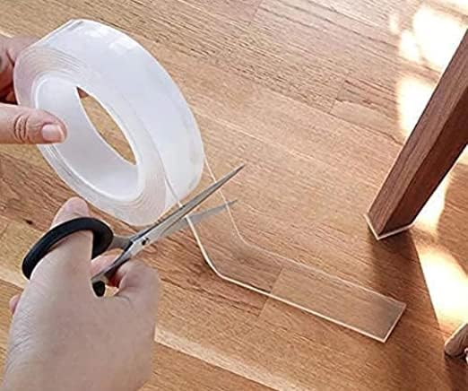 Double Sided Tape Heavy Duty - Adhesive Silicone Tape, Heat Resistant, Multi-Functional, Removable, Washable, Reusable Anti-Slip Gel Nano Grip Tape 3 Meter Multipurpose