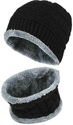KINGBARON Ultra Soft Unisex Woolen Warm Snowproof Beanie Cap/Hat with Muffler Scarf Set for Men Women