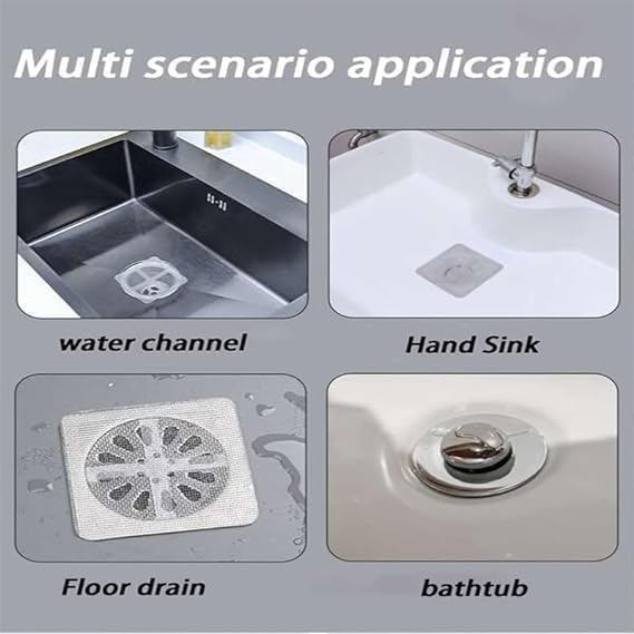 Disposable Shower Drain Cover, Disposable Waterproof Hair Catcher, Shower Drain Mesh Stickers, Bathroom, Bathtub Drain Kitchen Shower Drain Floor, Sink Strainer Filter (13cm x 13cm) (Pack of 10)