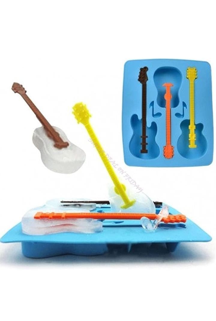 THEURBANSHOP Silicone Ice Tray Guitar Shape Mould for Kitchen Tools/Chocolate/ice Mould, 1 Pc