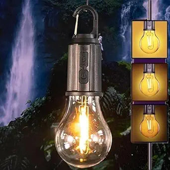 MUREN® LED Hanging Lantern Light, USB Rechargeable Camp Light, Vintage Edison Bulb Design, Outdoor and Indoor-Waterproof-Pack of 1