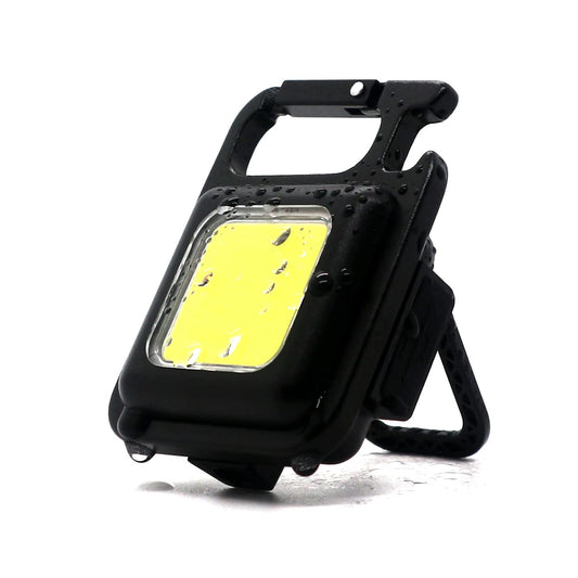 Keychain Mini Cob Flashlight, Super Bright (Max 500 Lumens) Rechargeable Emergency Light, 4 Modes Portable Pocket Light with Folding Bracket Bottle Opener for Fishing, Camping, Walking