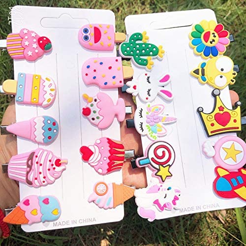 Huntlie Mini Emoji/Cartoon Hair Clips for Kids and Girls (Multicolour, Assorted) Rainbow Ice Cream Hairpin for Girl, Cute Smiley Design Hair Accessories for Toddler | Barrettes with Multi Design