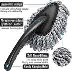 Mini Microfiber Duster Interior, Multi-Purpose Duster Brush with Handle for Car Cleaning & Household