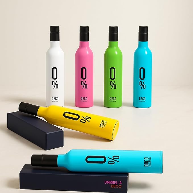 Mini Wine Bottle Umbrella Portable Folding UV Proof Compact Lightweight Travel Umbrella for Women, Men and Kids Unique Wine Bottle Shape (Random Color, Pack of 1) Limited Stock