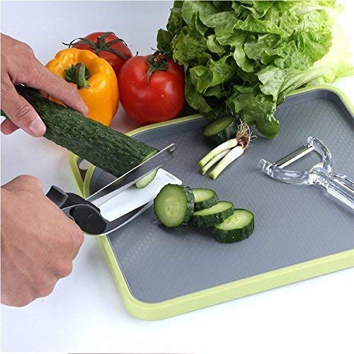 Eopzo Clever Cutter - 2 in 1 Food Chopper Multi Function Kitchen Vegetable Scissors Cutter Kitchen Knife with Spring Action - Cleaver Cutter Comes with Locking Hinge, Vegetable Chopper