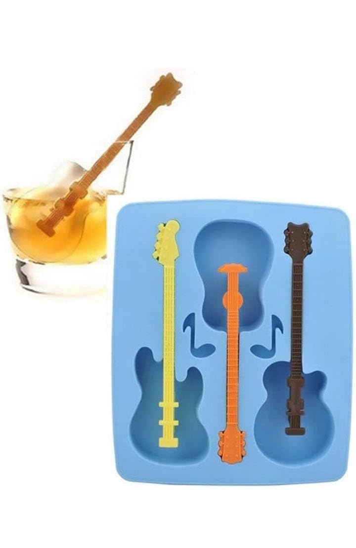 THEURBANSHOP Silicone Ice Tray Guitar Shape Mould for Kitchen Tools/Chocolate/ice Mould, 1 Pc