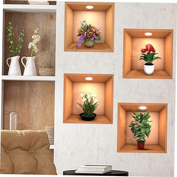 HETZON SALES 3D Vase Wall Stickers | Flower Pot Wall Stickers | 3D Wallpaper Self Adhesive Stickers |3D Vinyl Removable Wall Sticker for Living Room Dining Room Bedroom