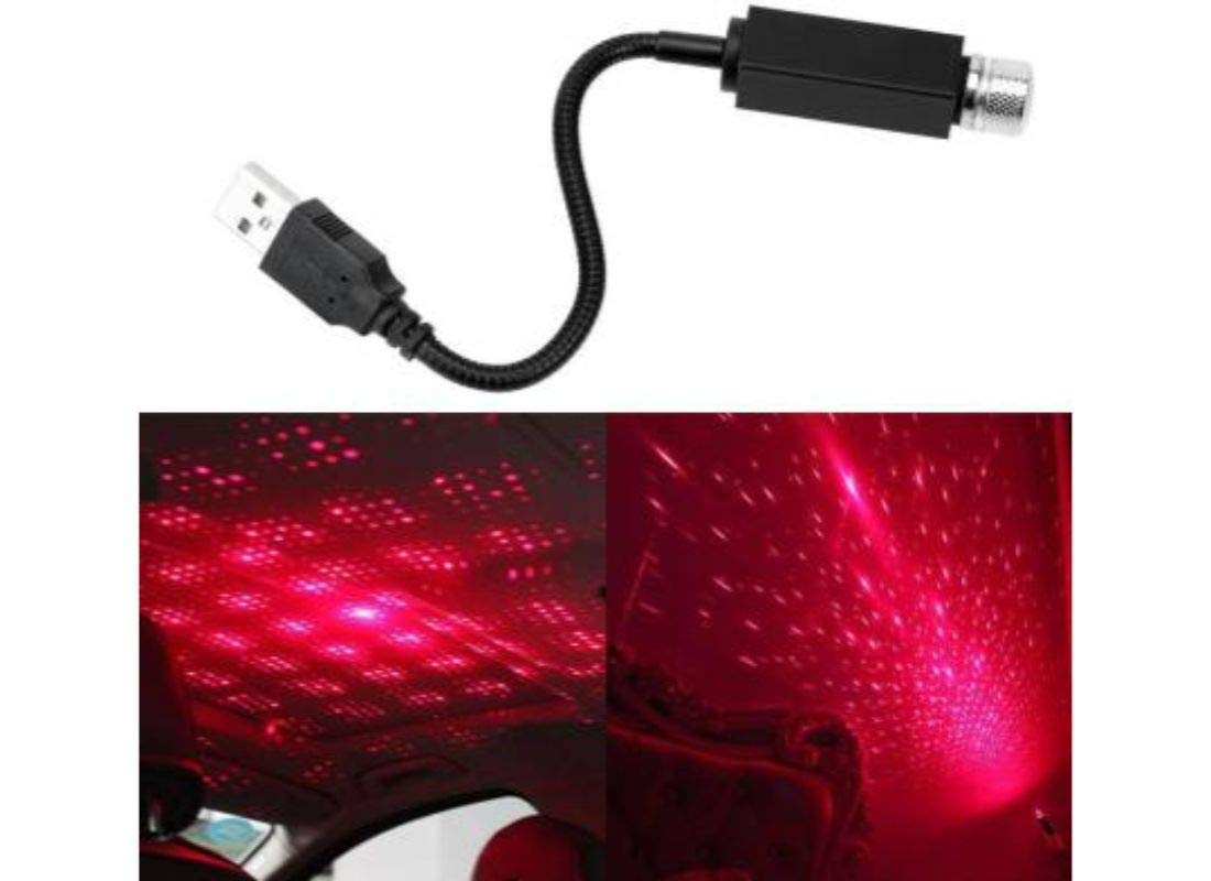 Ruslaan Freely Portable USB Car Interior Star Projector Night Light - Atmospheres Decoration for Cars, Trucks Office and Home Lights Romantic LED Ceiling Light, Adjustable Multiple Modes(Pack of 1)