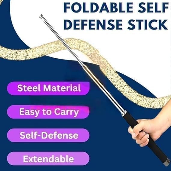Lightweight Foldable Hiking Stick | Retractable Walking Pole, SELF Defence Stick & Classroom Presenter – Multicolor (1 Pack)
