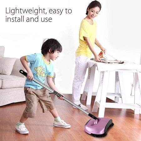 DGOOLS  Brush SRotatingpin Hand Push Broom Sweeper Dust Collector Floor Surface Cleaning Mop