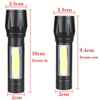 DOTCOM LED Emergency Handheld Flashlight USB Rechargeable Flashlight 3 Modes Adjustable Focus,Portable Waterproof LED Flashlight with COB Side Lights，Best Tactical Torch for Hurricane (1pack)