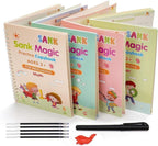 Eclet Magic Book for Kids, Sank Magic Practice Copybook, (4 Book+10 Refill+1 Pen+1 Grip) Number Tracing Book for Pre-Schoolers with Pen, Magic Calligraphy Copybook Set Writing Tool for Kids(F)