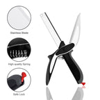 Eopzo Clever Cutter - 2 in 1 Food Chopper Multi Function Kitchen Vegetable Scissors Cutter Kitchen Knife with Spring Action - Cleaver Cutter Comes with Locking Hinge, Vegetable Chopper
